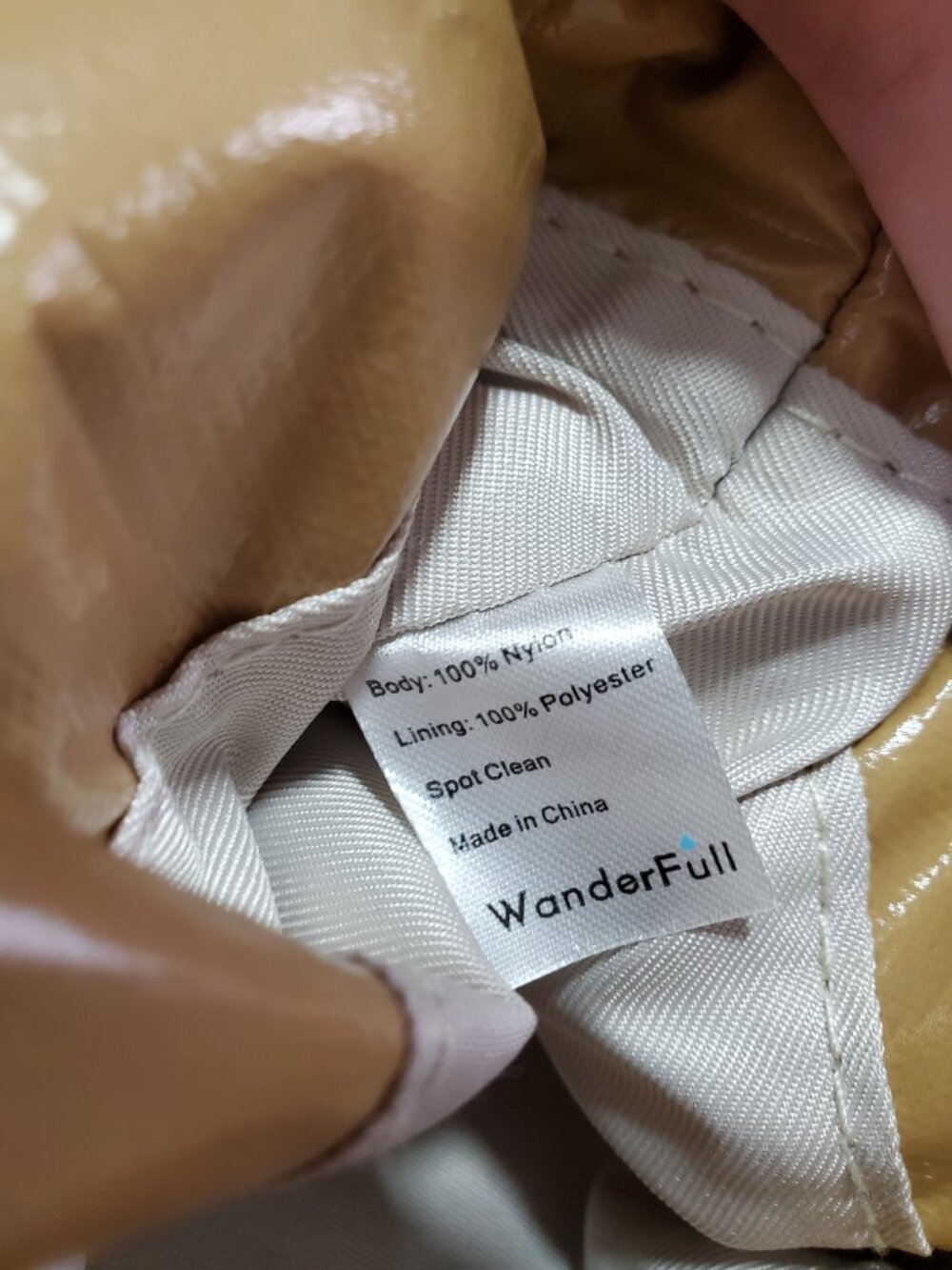 WANDERFULL HydroBag Crossbody Water Bottle Bag Puffer Glossy Camel Tan Gold 11x6 - Picture 7 of 11